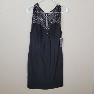 Rock Steady Black Polka Dot Mesh Sleeveless Wiggle Dress 2X (2820)